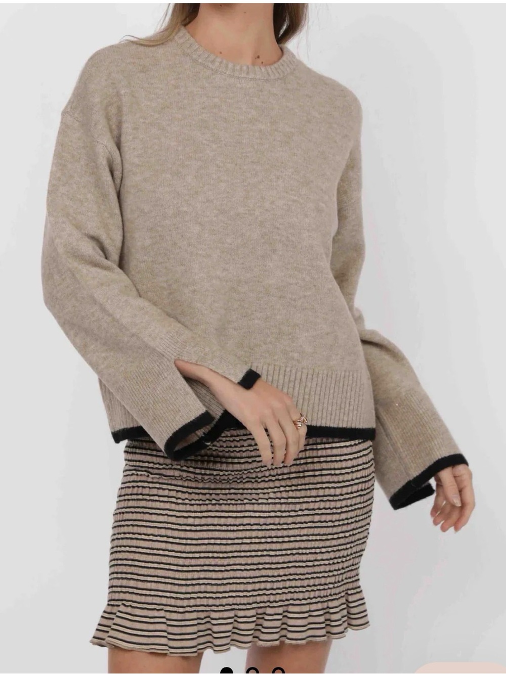 Sage The Label Angelina Cuff Slit Wool Blend Camel Sweater , Small